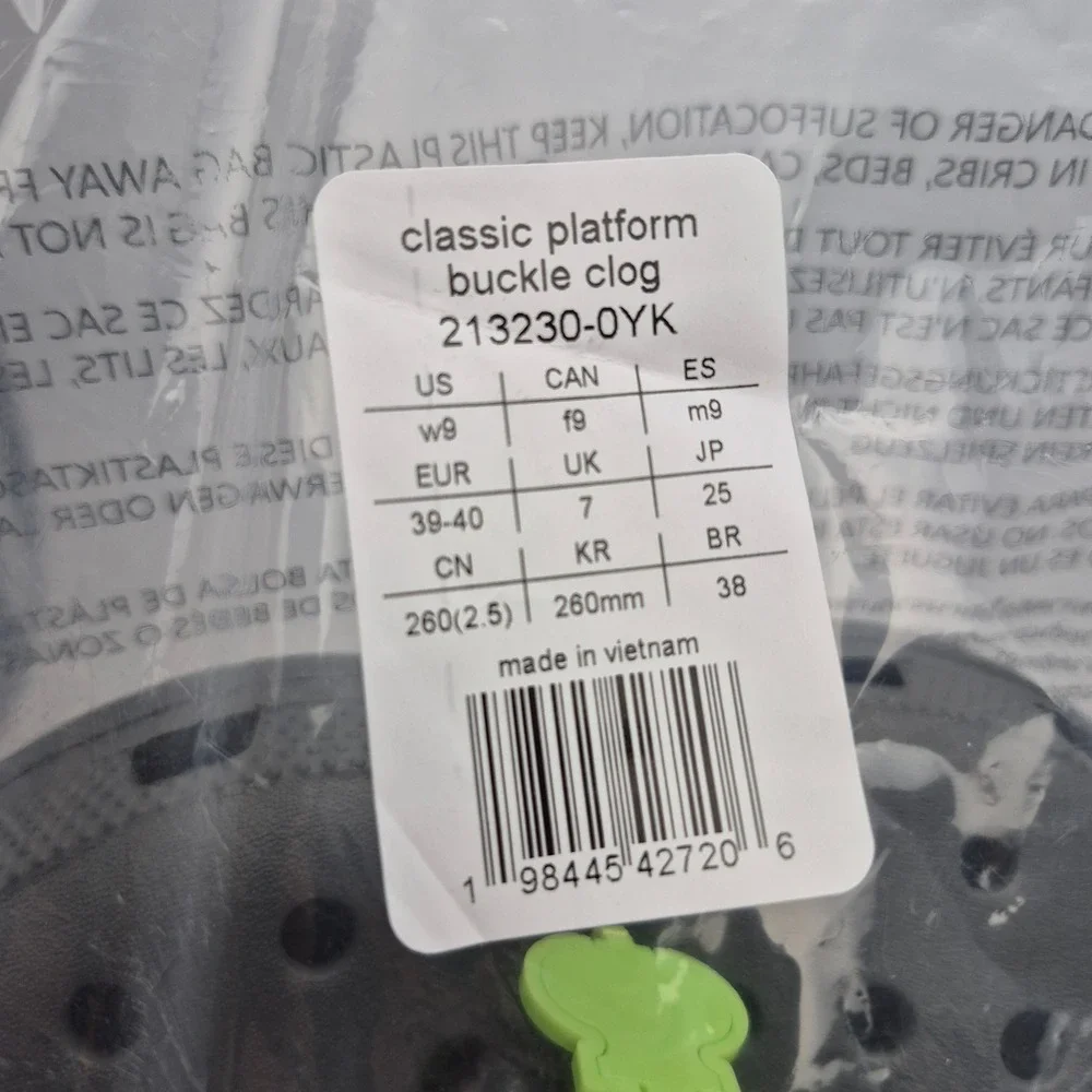 Crocs Classic Platform Dipped Buckle Clogs Women's Size 9 Shows Carbon Grey